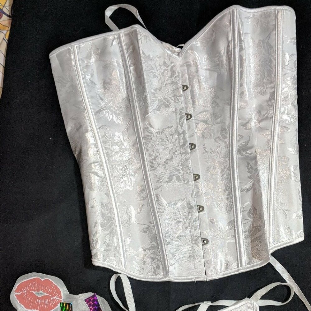 White Wedding Steel Boned Corset S-2XL waist Cinch